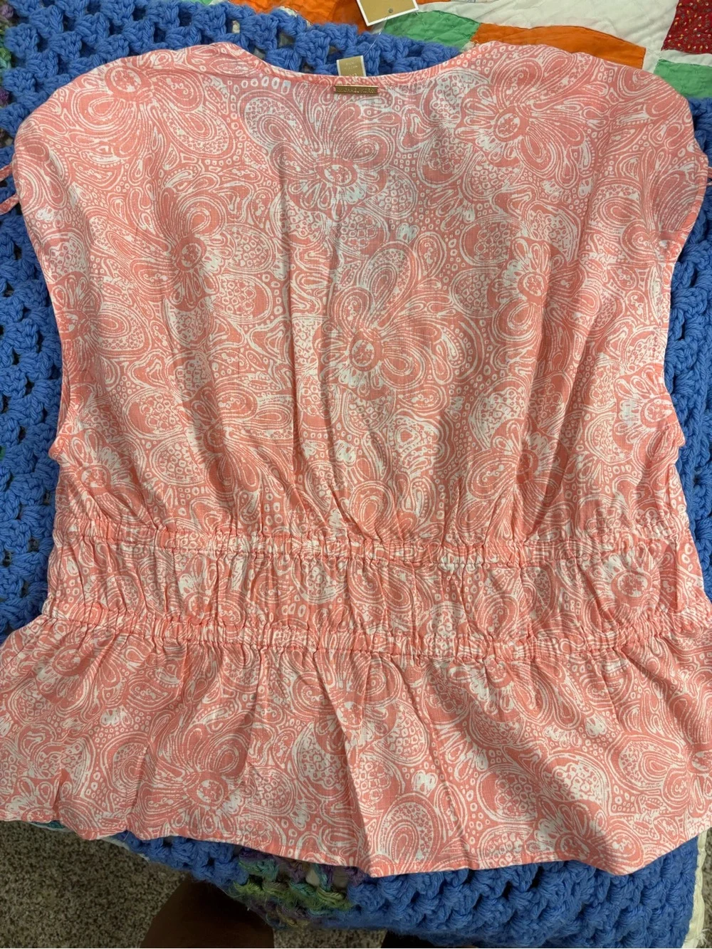 Michael Kors Coral Pink Paisley Peplum Top -